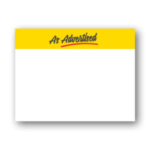 "As Advertised" Display Signs